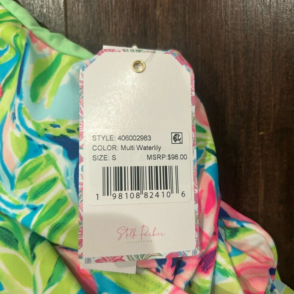 NWT Stella Parker Size Small Wrap Swim Dress Multicolor Water Lily Pattern - Picture 11 of 11